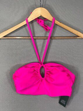 Wild Fable Bikini Top Women's XS Pink Halter Longline Wrap Swimwear Beach Pool